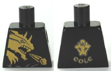 Lego Torso Ninjago Gold Dragon Front and Gold Lion and 'COLE' Back Pattern / Black