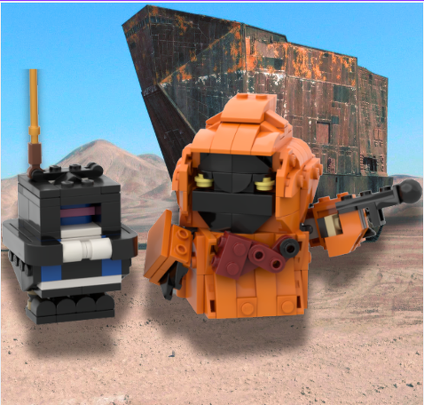 Lego Jawa and Droid Gonk with Ion Bláster