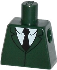 Lego Torso Simpsons Jacket, White Shirt and Black Tie Pattern / Dark Green