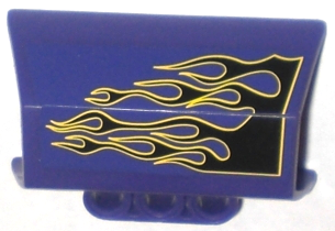 Lego Technic, Panel Engine Block Half / Side Intake with Black Flames Pattern Model Right Side (Stickers) - Set 5982 / Dark Purple