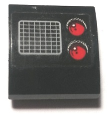 Lego Slope, Curved 2 x 2 x 2/3 with Red Taillights and Light Bluish Gray Grille Pattern Model Right Side (Sticker) - Set 75881 / Black