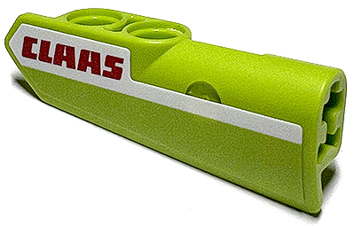 Lego Technic, Panel Fairing #22 Very Small Smooth, Side A with Red 'CLAAS' on White Stripe Pattern (Sticker) - Set 42102 / Lime