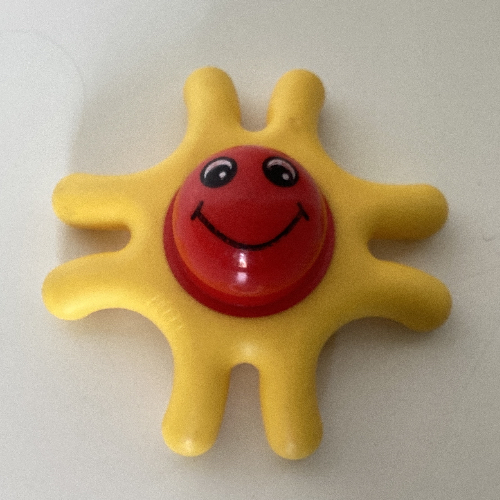 Lego Primo Teether, 8 Arms, with Red Center and Smiling Face Print