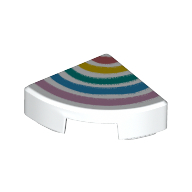 Lego Tile Round 1 x 1 Quarter with Rainbow Print