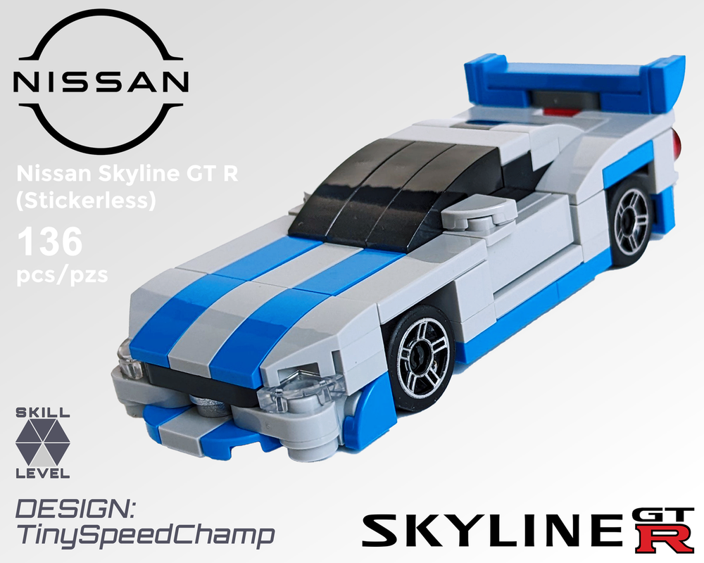Lego Tiny 2 Fast 2 Furious Nissan Skyline GT-R (R34) (Stickerless)