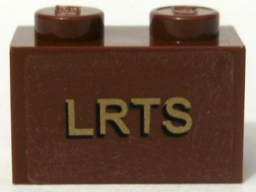 Lego Brick 1 x 2 with Gold 'LRTS' Pattern (Sticker) - Set 10194