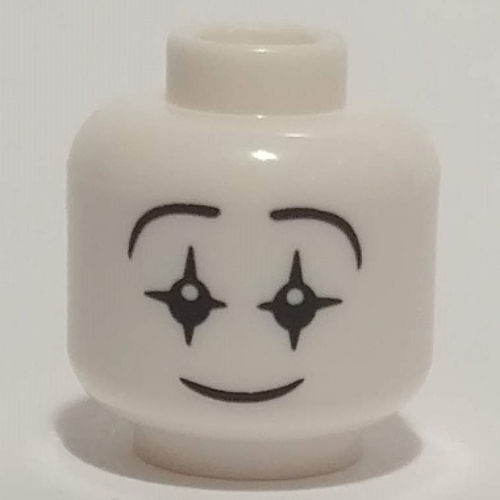 Lego Minifig Head Mime, Smiling Face, Star Eyes with White Pupils Print / White
