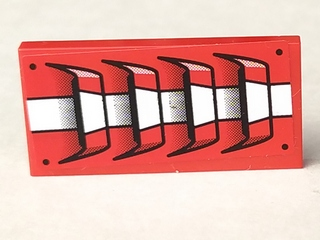 Lego Tile 2 x 4 with 4 Air Intakes and White Stripe Pattern (Sticker) - Set 8897 / Red