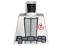 Lego Torso Exo-Force with Red Symbol, Light Bluish Gray Undershirt and Dark Bluish Gray Belt Pattern / White