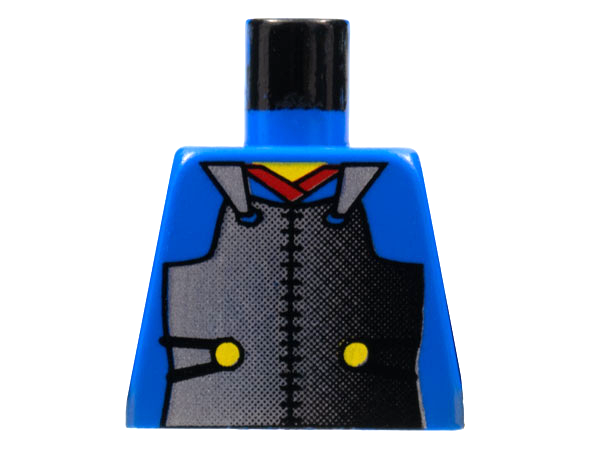 Lego Torso Castle Ninja Armor Plate, Red Collar Pattern (Samurai) / Blue