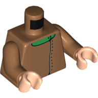 Lego Torso Jacket with Green Collar Print, Medium Nougat Hands, Light Nougat Hands / Medium Nougat