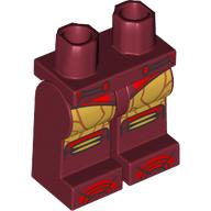 Lego Hips and Dark Red Legs with Gold/Red Armor print (Iron Man) / Dark Red