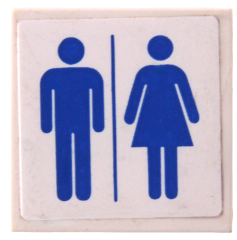 Lego Tile 2 x 2 with Blue Man and Woman Silhouettes (Unisex Restroom) Pattern (Sticker) - Set 60073
