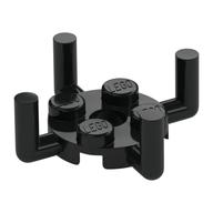 Lego Plate Round 2 x 2 with Pin Hole and 4 Bars Up / Black
