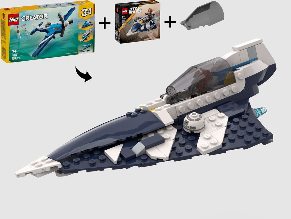 Lego Plo Koon's Delta 7 Starfighter - Alternate Build of 75400 Microfighter & 31160 Race Plane