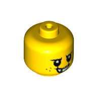 Lego Minifig Head Baby / Toddler with Freckles, Angry Smile with Missing Tooth Print / Yellow