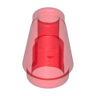 Lego Cone 1 x 1 [Top Groove] / Trans-Red