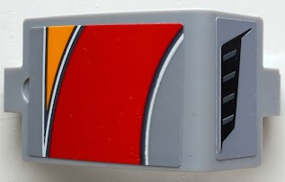 Lego Technic, Panel Curved 3 x 5 x 3 with Bright Light Orange, Red and White Curved Stripes and Air Vent Pattern Model Left Side (Stickers) - Set 42098