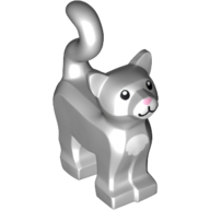 Lego Animal, Cat, Standing New Style with White Chest and Muzzle and Bright Pink Nose Print