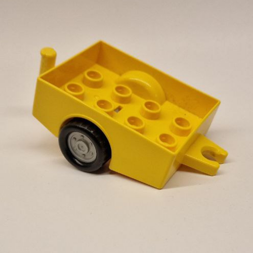 Lego Duplo Trailer with Hitch Ends and Silver Wheels / Yellow