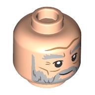 Lego Minifig Head Aberforth Dumbledore, Dark Bluish Grey Eyebrows, Full Beard, Wrinkles, Smirk / Stern / Light Nougat
