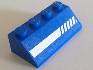 Lego Slope 45 2 x 4 with White Thick Broken Line Pattern Model Left Side (Sticker) - Set 70816