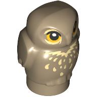 Lego Animal, Bird, Owl, Baby with Bright Light Orange Eyes, Tan Feathers print / Dark Tan
