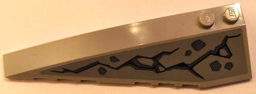 Lego Wedge 10 x 3 Left with Black Cracks and Dark Bluish Gray Rocks Pattern (Sticker) - Set 71814