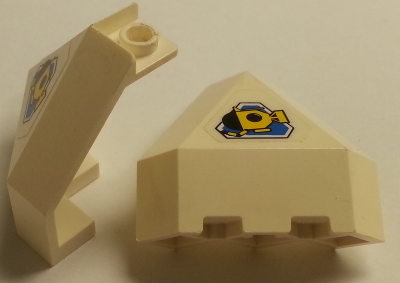 Lego Panel 3 x 3 x 3 Corner Convex with Submarine on Blue Triangle on Transparent Background Pattern (Sticker) - Sets 1782 / 6441 / White