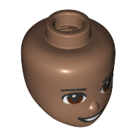 Lego Minidoll Head, Reddish Brown Eyes, Open Mouth Smile Print / Medium Brown