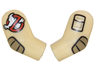 Lego Arm, (Matching Left and Right) Pair with Ghostbusters Pattern / Tan