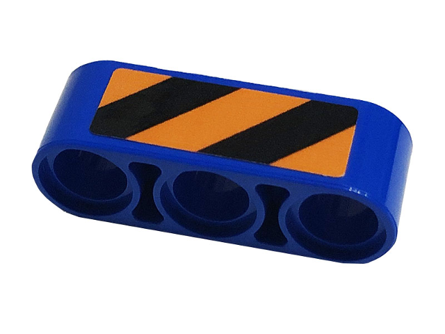Lego Technic, Liftarm Thick 1 x 3 with Black and Orange Danger Stripes Pattern Model Right Side (Sticker) - Set 42112