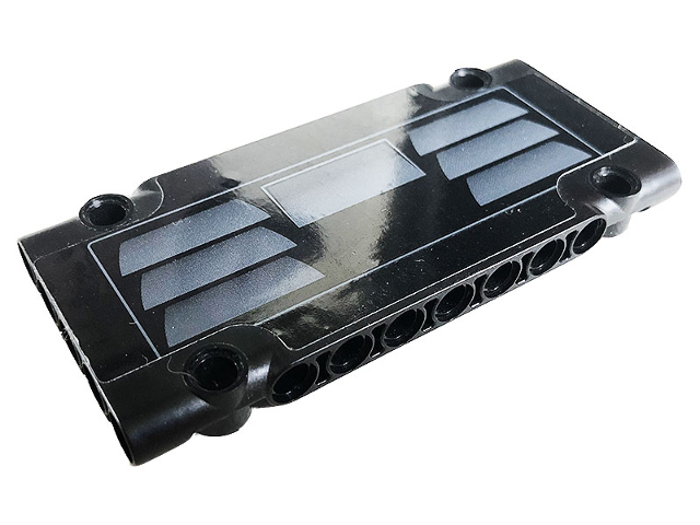 Lego Technic, Panel Plate 5 x 11 x 1 with Gray Rectangle and 6 Trapezoids on Black Background Pattern (Sticker) - Set 42096 / Black