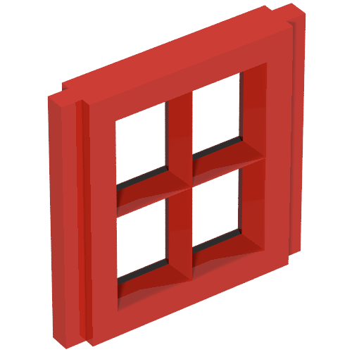 Lego Window Pane 1 x 2 x 2 for Slotted Bricks / Red