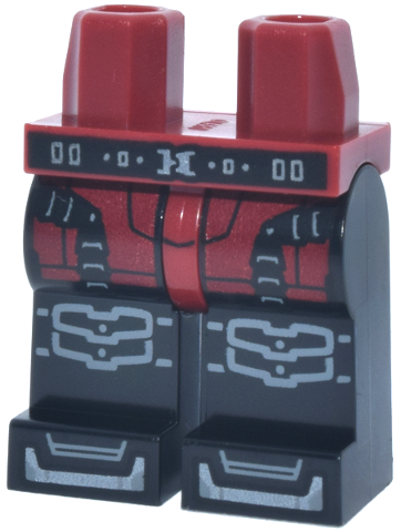 Lego Hips and Black Legs with Light Bluish Gray Straps and Knee Pads, Silver Belt Buckle and Boot Tips Pattern
