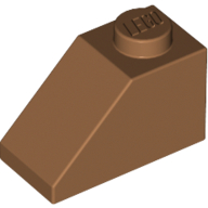 Lego Brick Sloped 45° 2 x 1 with Bottom Pin / Medium Nougat