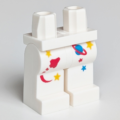 Lego Hips and White Legs with Yellow, Red and Blue Stars and Space Logo Print