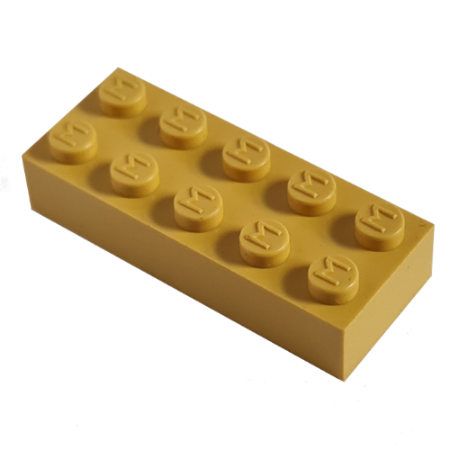 Lego Modulex Brick 2 x 5 with M on Studs / Modulex Terracotta
