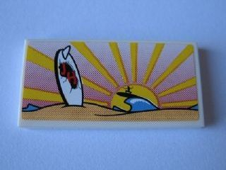 Lego Tile 2 x 4 with Sunset and Beach Pattern (Sticker) - Set 10220