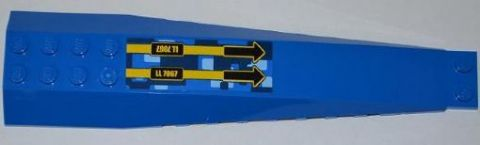 Lego Wedge 16 x 4 Triple Curved with Reinforcements with 'LL 7067' and 2 Black Arrows Pattern (Sticker) - Set 7067 / Blue