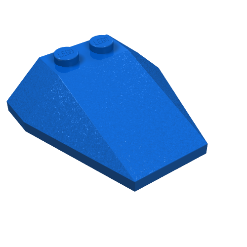 Lego Brick Wedged, Sloped 4 x 4 Triple, No Stud Notches / Blue