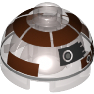 Lego Brick Round 2 x 2 Dome Top with Dark Brown with Silver Band Astromech Droid Print (R3-M2)