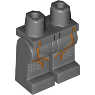 Lego Hips and Dark Bluish Gray Legs with Orange Stripes/Trim, Silver Honeycomb / Dark Bluish Gray