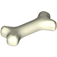 Lego Animal Body Part, Dog Bone [Short] / Glow in Dark White