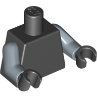 Lego Torso, Sand Blue Arms, Black Hands [Plain] / Black