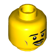 Lego Minifig Head Fred Finley, Mustache, Eyebrows, Open Mouth Print [Hollow Stud]