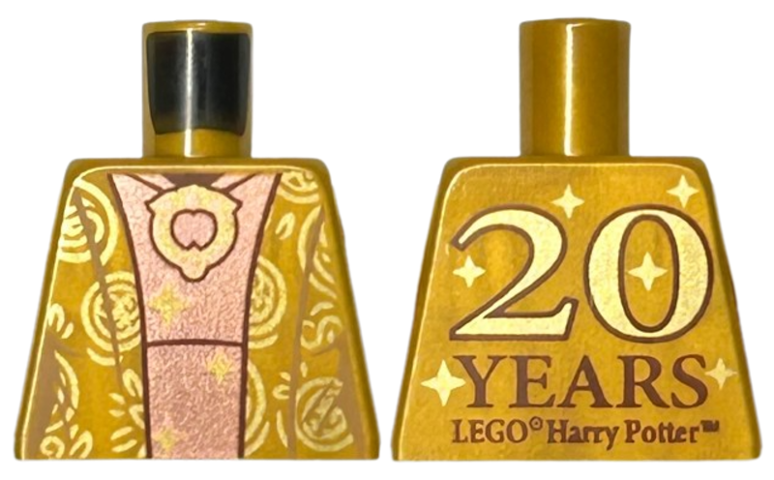 Lego Torso Robe with Circles, Copper Dress and Medallion, '20 YEARS LEGO Harry Potter' on Back Pattern / Pearl Gold