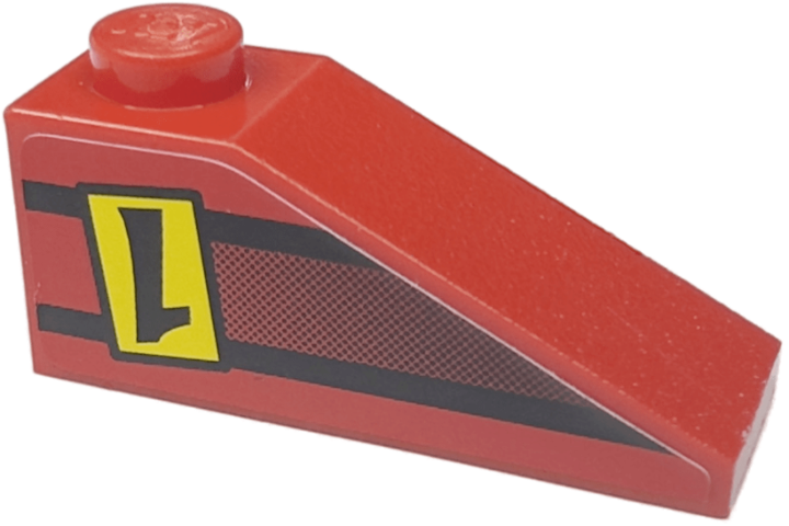 Lego Slope 33 3 x 1 with Upside-down Black Number 1 on Yellow Rectangle Pattern Model Left Side (Sticker) - Set 8209