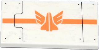 Lego Tile 2 x 4 with Black Lines, Rivets, Orange Stripe and Galaxy Squad Logo Pattern (Sticker) - Set 70707