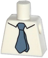 Lego Torso Simpsons Shirt with Collar, Sand Blue Tie Pattern / White
